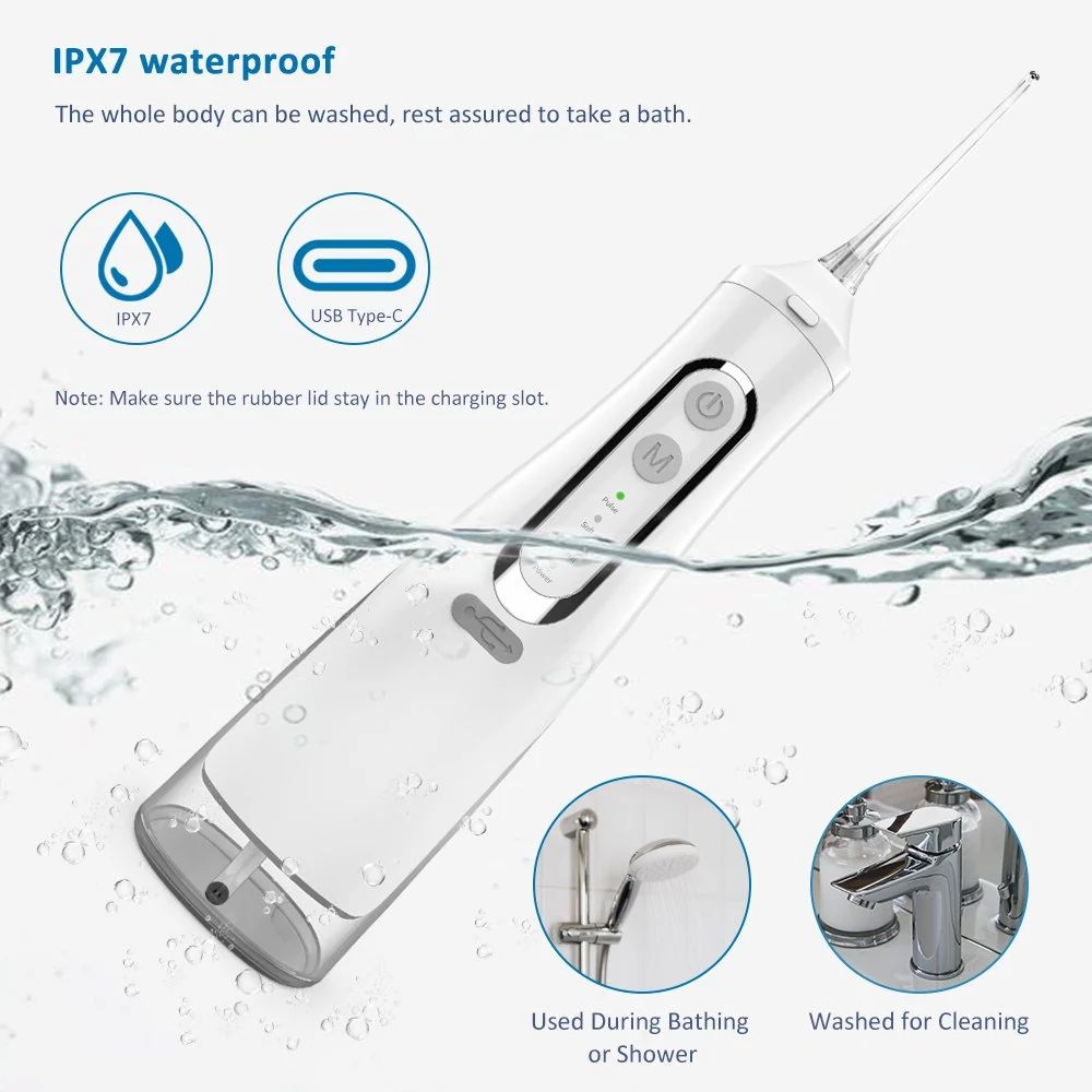 Oral Irrigator, Portable, Cordless &amp; Rechargeable, 4 Cleaning Modes, IPX7 Waterproof