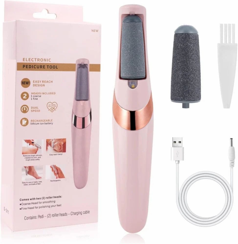callus remover for feet dead skin remover pedicure tools Callus Remover Hard and Dead Skin Remover Electric Foot Callus Remover Rechargeable Pedicure Tool (Pink)